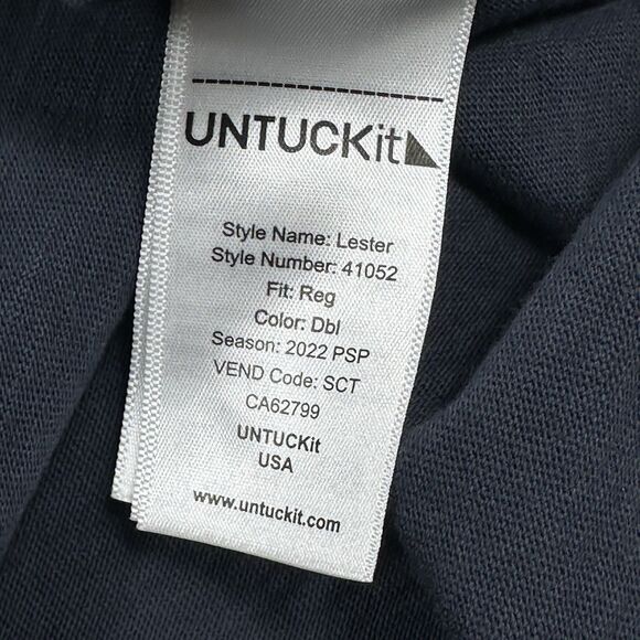 UNTUCKIT Lester Long Sleeve Button Up Front Pocket Cotton Blue Size Large - Picture 11 of 13